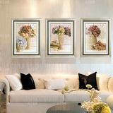 美式欧式玄关沙发背景墙现代简约客厅装饰画餐厅挂画三联花卉壁画