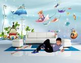 环保壁纸壁画 PVC高清防水  蓝色儿童房背景墙纸 卡通海底世界