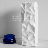 deStyle家居廊 陶瓷艺术花瓶摆件 现代简约时尚 白色折皱方口小号