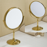 高档梳妆镜金色 全铜双面化妆镜台式 8寸放大美容镜3倍镜子