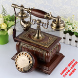 仿古电话机实木复古欧式旋转盘拨号老式田园客厅家用固定电话座机