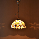 天然贝壳焊锡灯具欧式客餐厅吧台酒吧书房卧室吊灯12寸珠子茶花