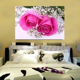 玫瑰花现代装饰画婚房挂画卧室床头单幅无框画简约客厅横版墙画