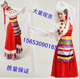 藏族舞蹈服装裙女西藏族演出服装藏族舞蹈表演服装水袖演出服新款