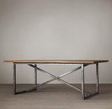 LOFT餐桌书桌美式乡村做旧铁艺实木 办公桌咖啡桌工业风格家具 淘