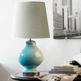 蓝色台灯床头灯玻璃卧室书房客厅简欧式美式乡村田园法式灯饰
