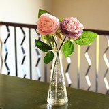 玫瑰仿真雨滴花瓶田园家居摆设创意家饰品欧式假花摆件装饰客厅