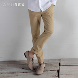 AMIIREX2014新款弹力卡其色休闲长裤修身小直筒男装裤子81470008