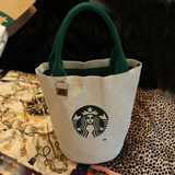 日本星巴克包手提帆布袋圆形购物袋手拎环保袋保温包便当包饭盒包
