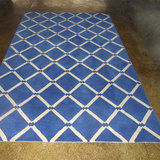 方形地毯羊毛手工时尚现代蓝色白色条纹客厅茶几卧室腈纶尼龙定制