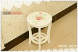 韩式田园矮凳梳妆化妆白色凳子简约圆凳小桌茶几实木特价欧式宜家