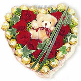 红玫瑰费列罗巧克力礼盒装七夕情人节鲜花速递上海黄浦长宁区花店