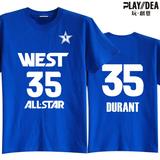 西部雷霆 全明星NBAT恤 杜兰特35号球衣T恤 篮球运动男士短袖T恤