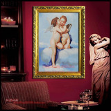 大芬油画定制 纯手绘仿高档古典人物欧美式 两个小天使 客厅玄关
