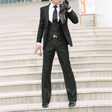 春秋韩版一粒单排扣修身男式职业新婚白领老板装韩版商务西服套装