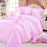 向上儿童床上用品 纯棉全棉卡通四件套粉红女孩公主单人双人床品