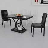 一桌四椅黑白色钢化玻璃餐桌组合餐台双层简约小户型定做饭桌包邮