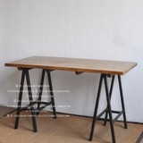 餐桌实工作桌复古铁艺做旧 美式乡村会议桌绘图桌木 田园小栈组装
