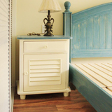 地中海/美式乡村/田园风格实木床头柜 简约储物柜蓝色定制