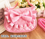 韩版儿童手提包公主可爱手拎包女童pu皮包包女童斜挎蝴蝶结珠链包
