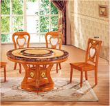 欧式餐桌1.2米纯实木餐桌大理石餐桌椅组合橡木圆餐桌小户型首选