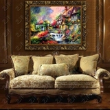 手绘家居壁画玄关装饰画客厅欧式画山水托马斯风景餐厅有框油画17