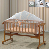 婴儿床实木白色欧式环保BB大宝宝床折叠多功能摇篮儿童床包邮蚊帐