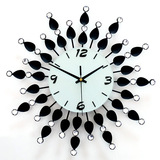 久久达 大号现代奢华铁艺镶钻挂钟 欧式经典创意静音客厅时钟表