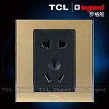 TCL开关插座正品特价A8出色系列墙壁电源插座 五孔插座面板香槟金