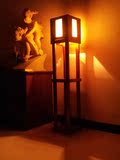原创中式实木制落地灯卧室客厅装饰地灯原木质创意置物架灯具包邮