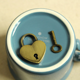 【爱心锁】可爱日记本行李箱 带钥匙可打开古铜色 仿古心形挂锁