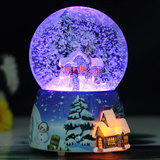 看 下雪了！浪漫小屋发光水晶球音乐盒八音盒 创意六一儿童节礼物