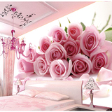 温馨浪漫粉色玫瑰花 卧室床头沙发 婚房背景墙壁纸 婚礼大型壁画