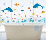 第三代墙贴儿童海洋鱼海底世界小鱼卫生间浴室墙贴防水贴纸海豚