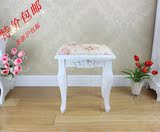 欧式简约纯白实木梳妆凳子韩式田园布艺海绵小坐凳化妆软凳换鞋凳