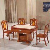 大理石餐桌 多功能可伸缩折叠餐桌 全实木餐桌椅组合餐桌圆桌特价
