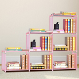 家用儿童书架卡通塑料粉色 储物置物格架 自由组合收纳书橱YST57