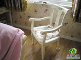 【三月乡村风】实木美式田园风格手绘家具彩绘玫瑰花扶手餐椅书椅