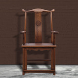 [摆设]L仿古实木单背靠椅中式四出头椅明式扶手椅极美家具