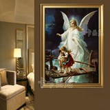 天使油画 守护天使油画人物油画  世界名画有框画 复制品 印刷画