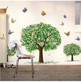 包邮三棵树温馨田园绿色背景墙大树墙贴树木卧室客厅电视沙发贴纸