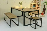 美式乡村LOFT铁艺组装餐桌椅复古实木咖啡厅桌凳酒吧桌特价