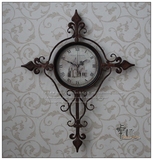 家居客厅怀旧铁艺挂钟*欧式古典墙壁装饰钟表*创意金属工艺时钟
