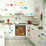 卡通七彩小鱼可移除背景墙贴卧室儿童房卫浴贴纸厨房玻璃瓷砖贴画