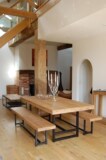 loft欧式复古实木原木餐桌做旧小户型饭店餐桌椅组合酒吧咖啡桌椅