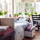 99温馨宜家IKEA汉尼斯坐卧两用床框架带3屉抽屉沙发床储物床