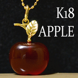 日本代购 12mm小苹果天然黑玛瑙红玛瑙18K黄金吊坠项链锁骨链特价