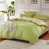 全棉斜纹纯色双拼床上用品四件套 纯棉被套床单1.5m 1.8m 2.0m床