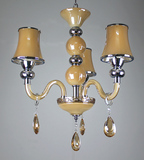 3头6头欧式水晶吊灯现代简约客厅餐厅卧室 琥珀色带灯罩吊灯2099