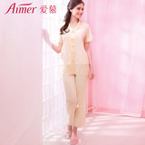 2014新款Aimer爱慕专柜正品女款短袖家居服睡衣套装AM46AL1